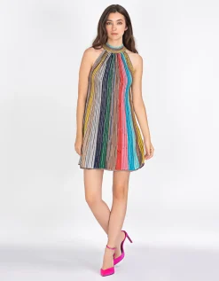 Neckholder-Minikleid mit Effektgarn
