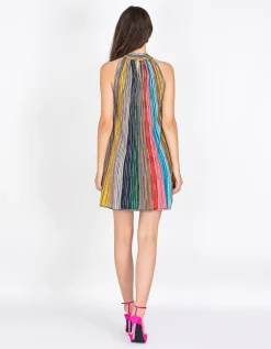 Neckholder-Minikleid mit Effektgarn