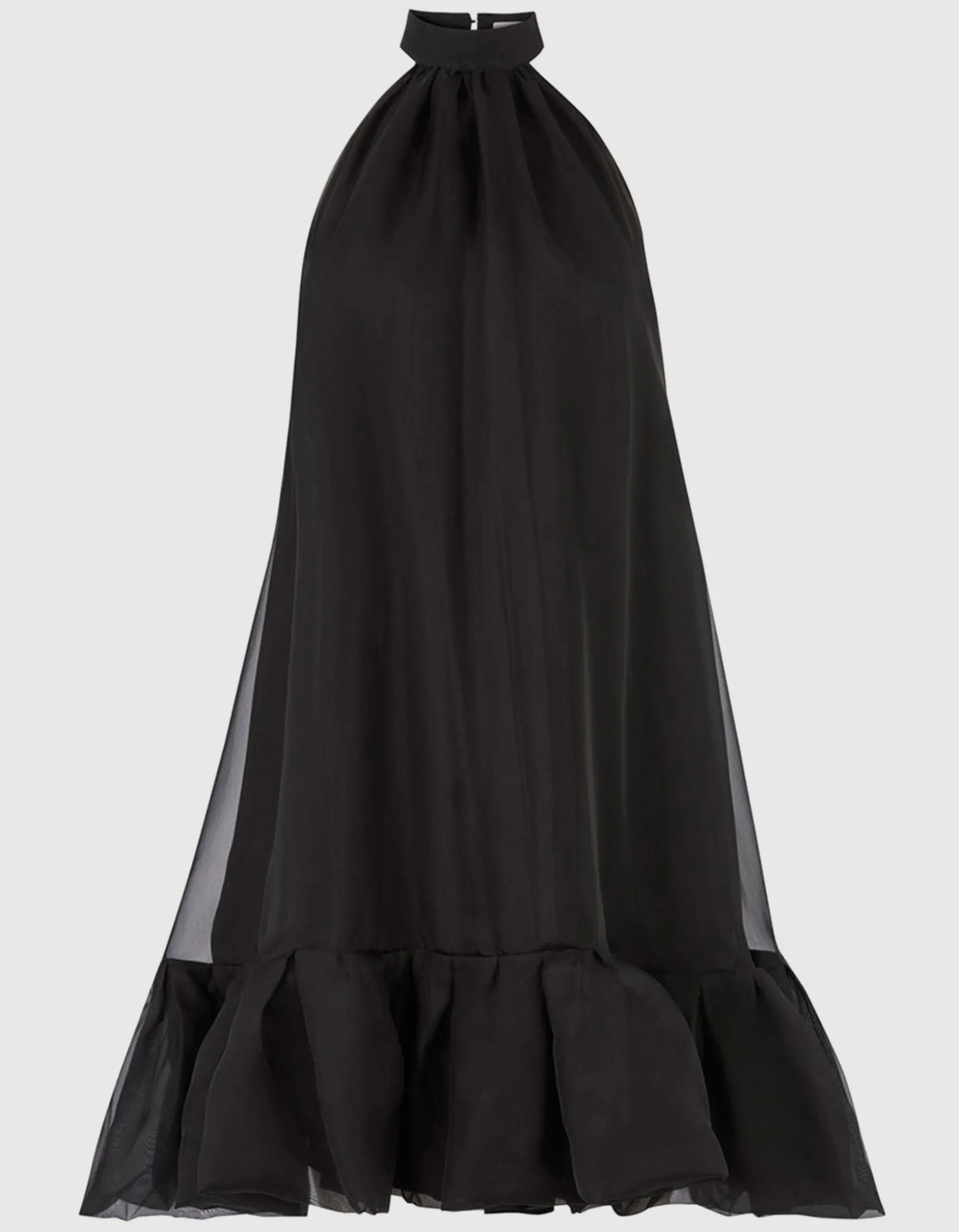 Neckholder-Seiden-Peplum-Kleid