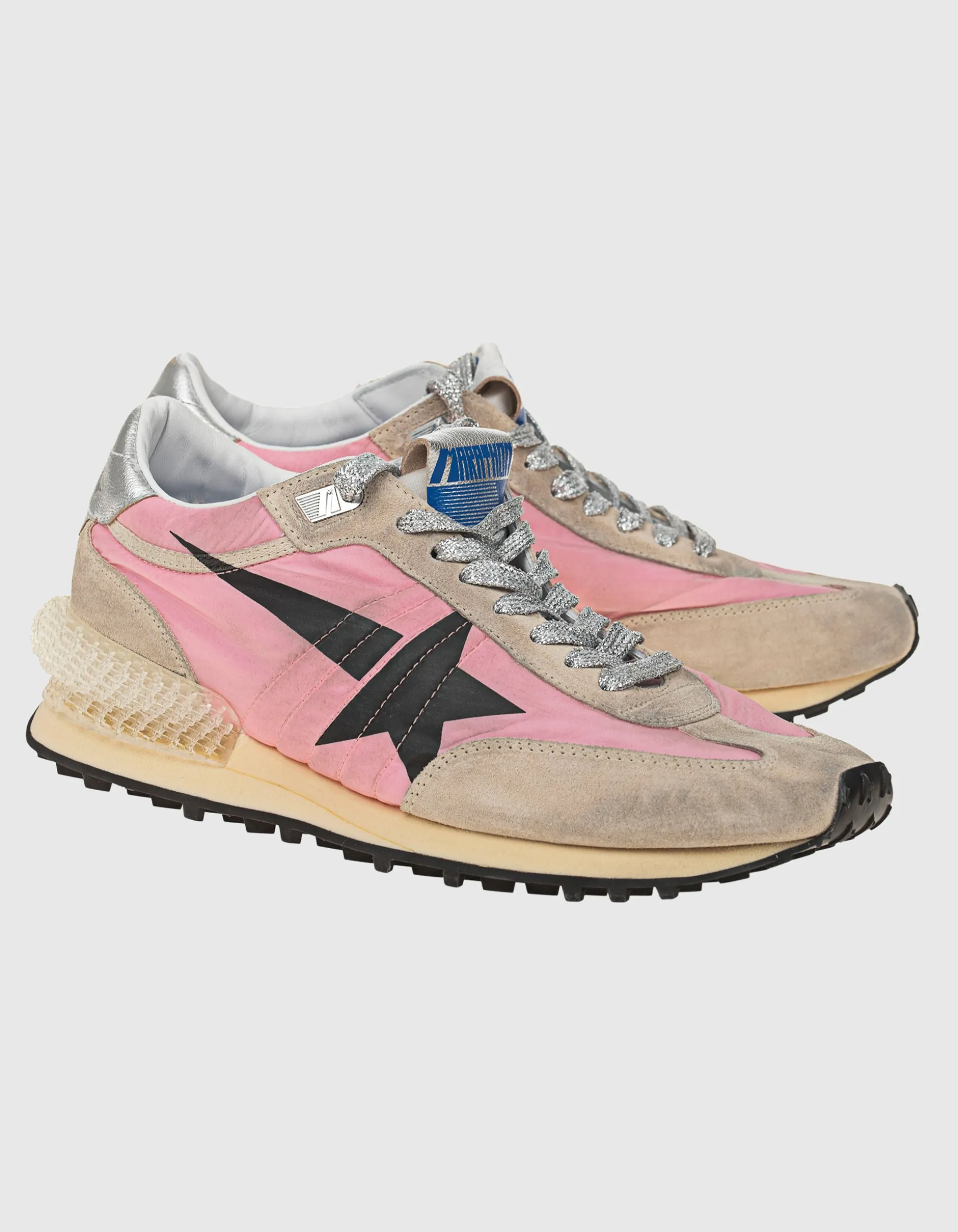 Nylon-Sneaker mit Leder-Details