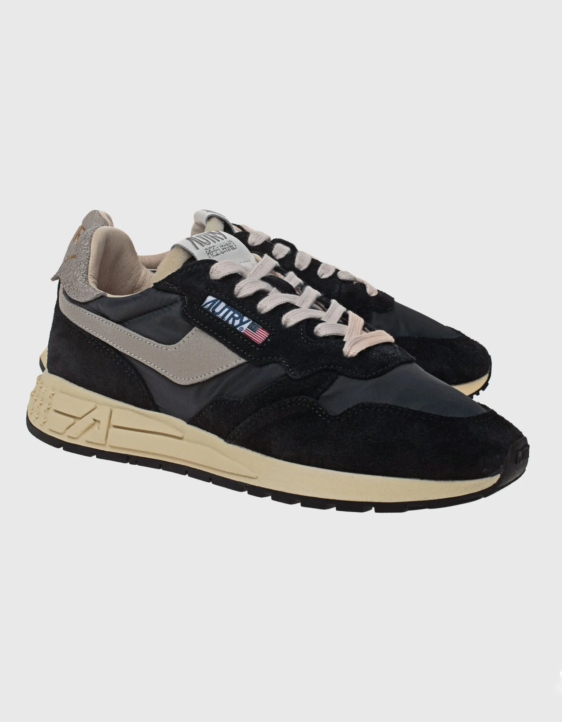Nylon-Sneaker mit Leder-Details