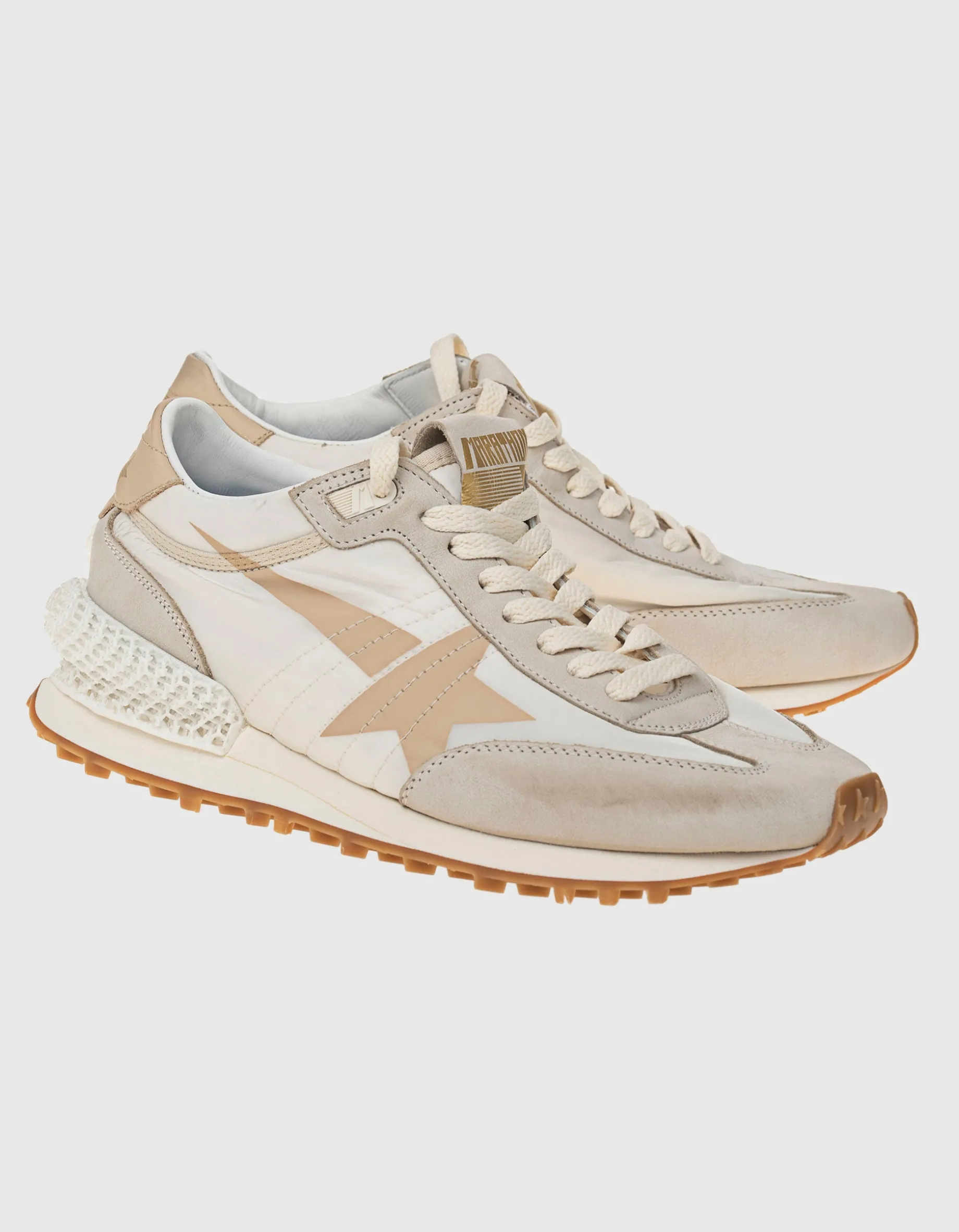 Nylon-Sneaker mit Leder-Details
