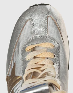 Nylon-Sneaker mit Leder-Details und Glitter-Finish