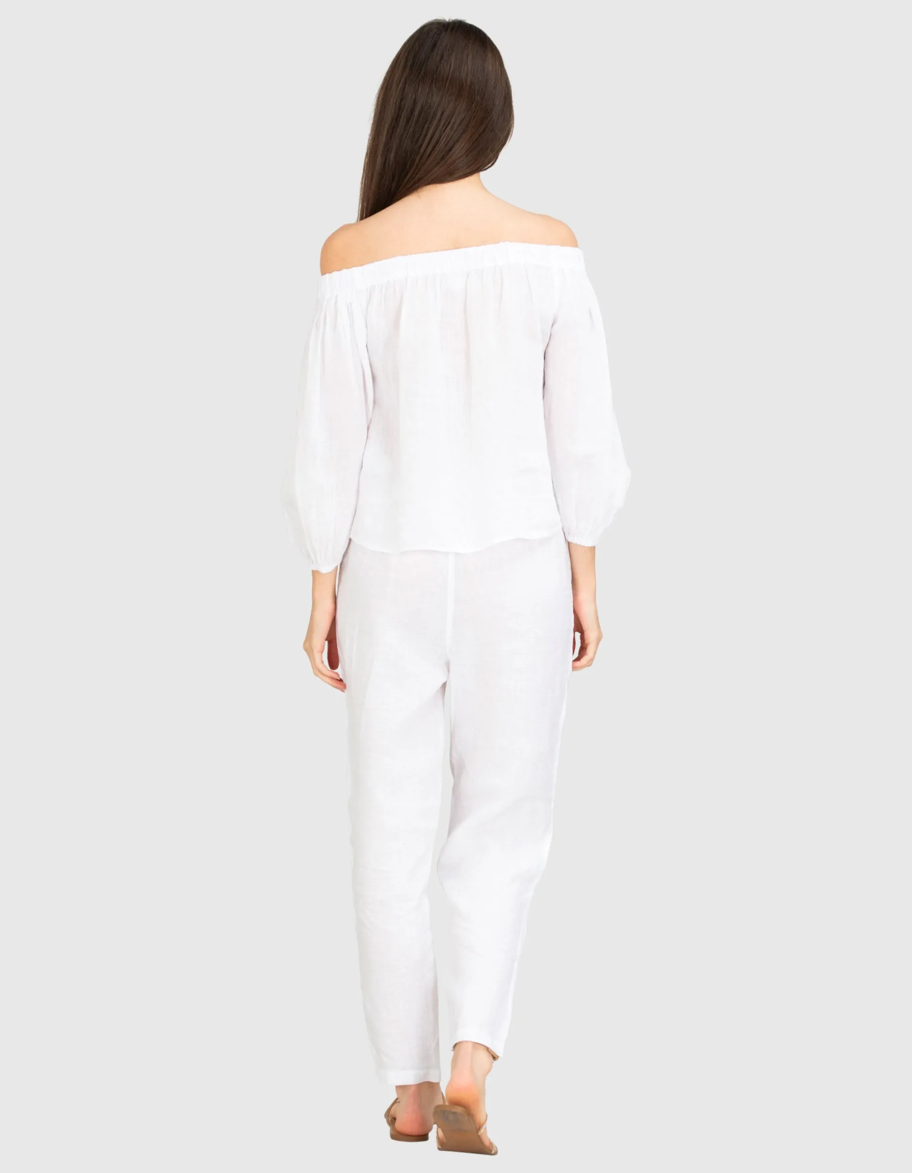 Off-Shoulder Leinen-Bluse