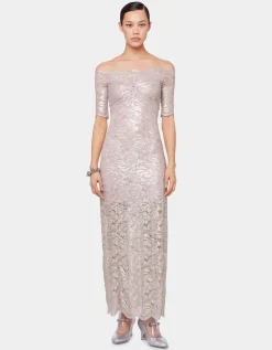 Off-Shoulder Maxi-Spitzen-Kleid