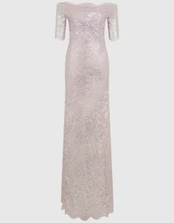 Off-Shoulder Maxi-Spitzen-Kleid