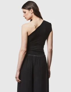 One-Shoulder Top mit Raffung