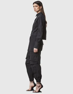 Oversize Crop-Bluse mit gerafften Ärmeln