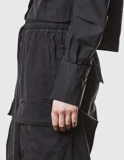 Oversize Crop-Bluse mit gerafften Ärmeln