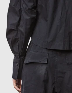 Oversize Crop-Bluse mit gerafften Ärmeln