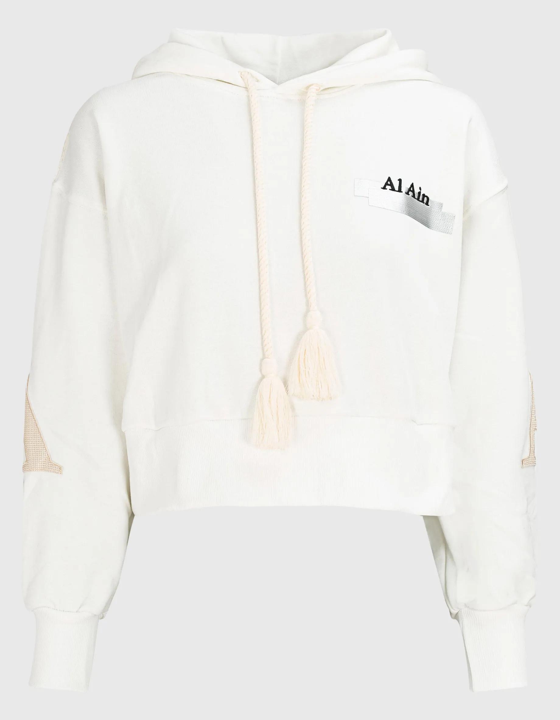Oversize Crop-Hoodie mit Stickereien