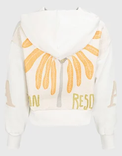 Oversize Crop-Hoodie mit Stickereien
