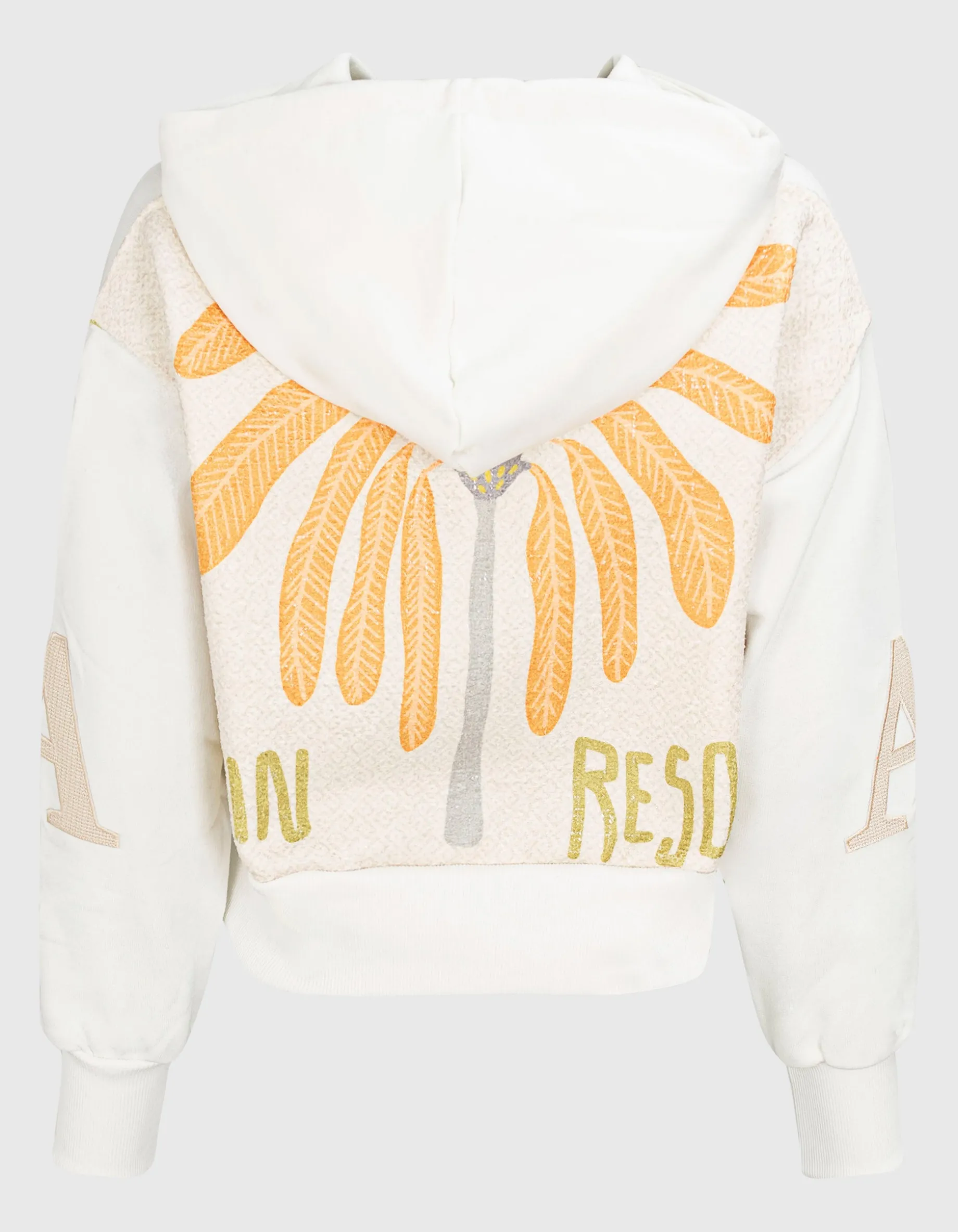Oversize Crop-Hoodie mit Stickereien