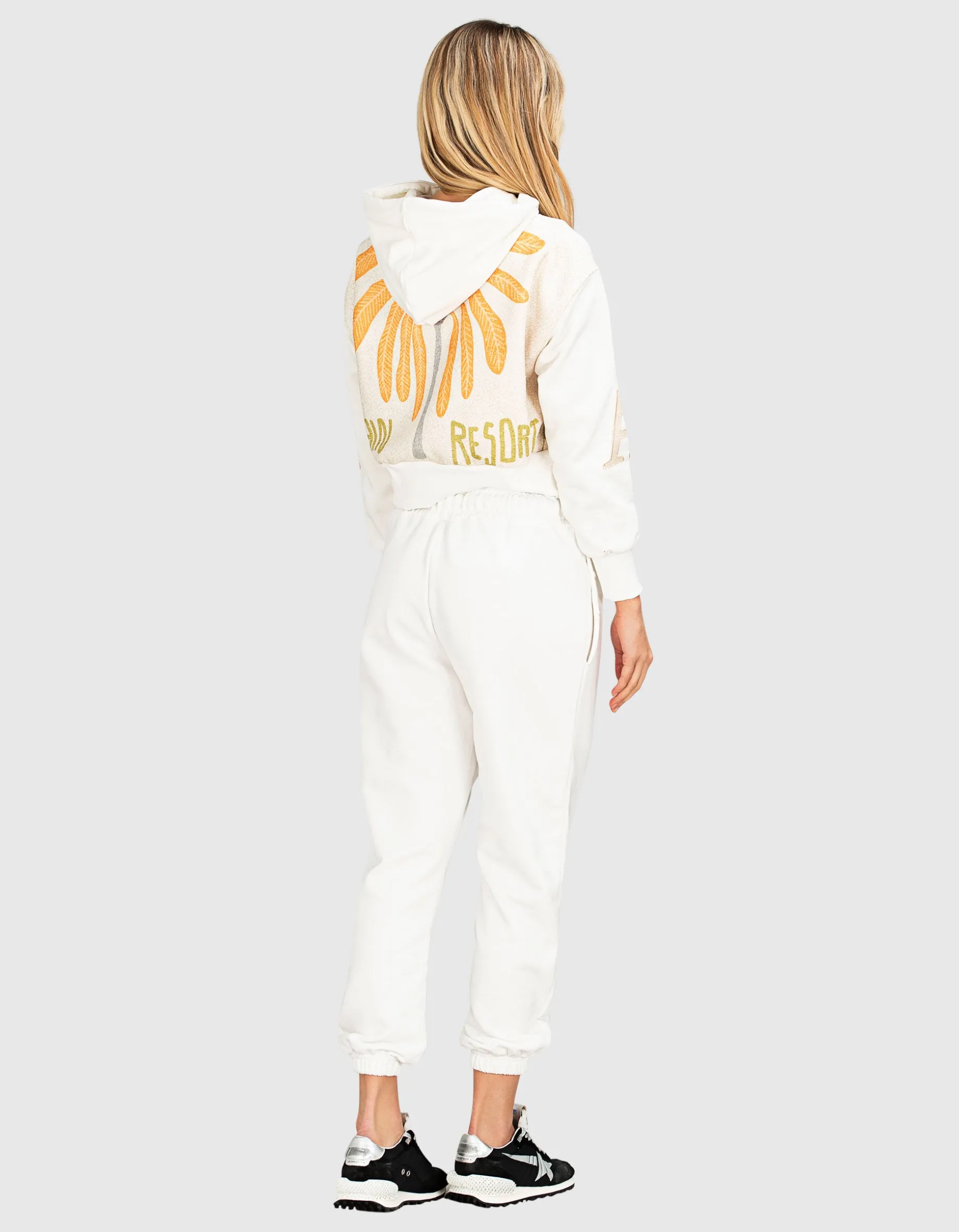 Oversize Crop-Hoodie mit Stickereien