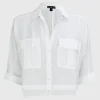 Oversize Cropped Leinen-Bluse