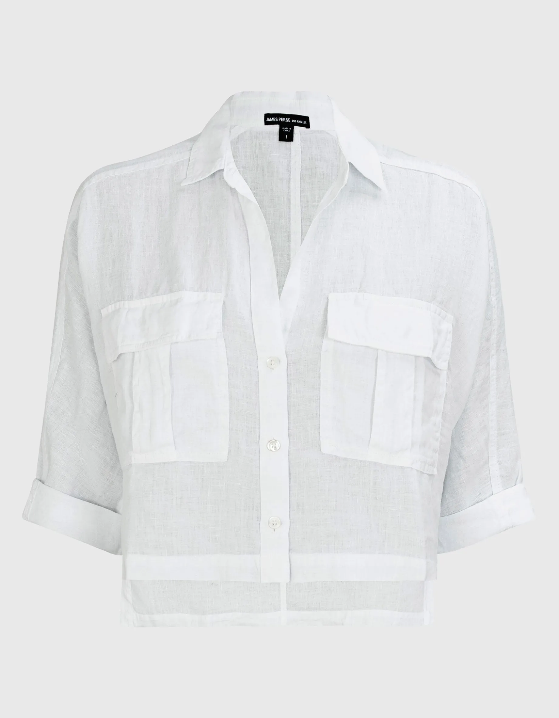 Oversize Cropped Leinen-Bluse