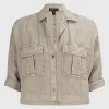 Oversize Cropped Leinen-Bluse