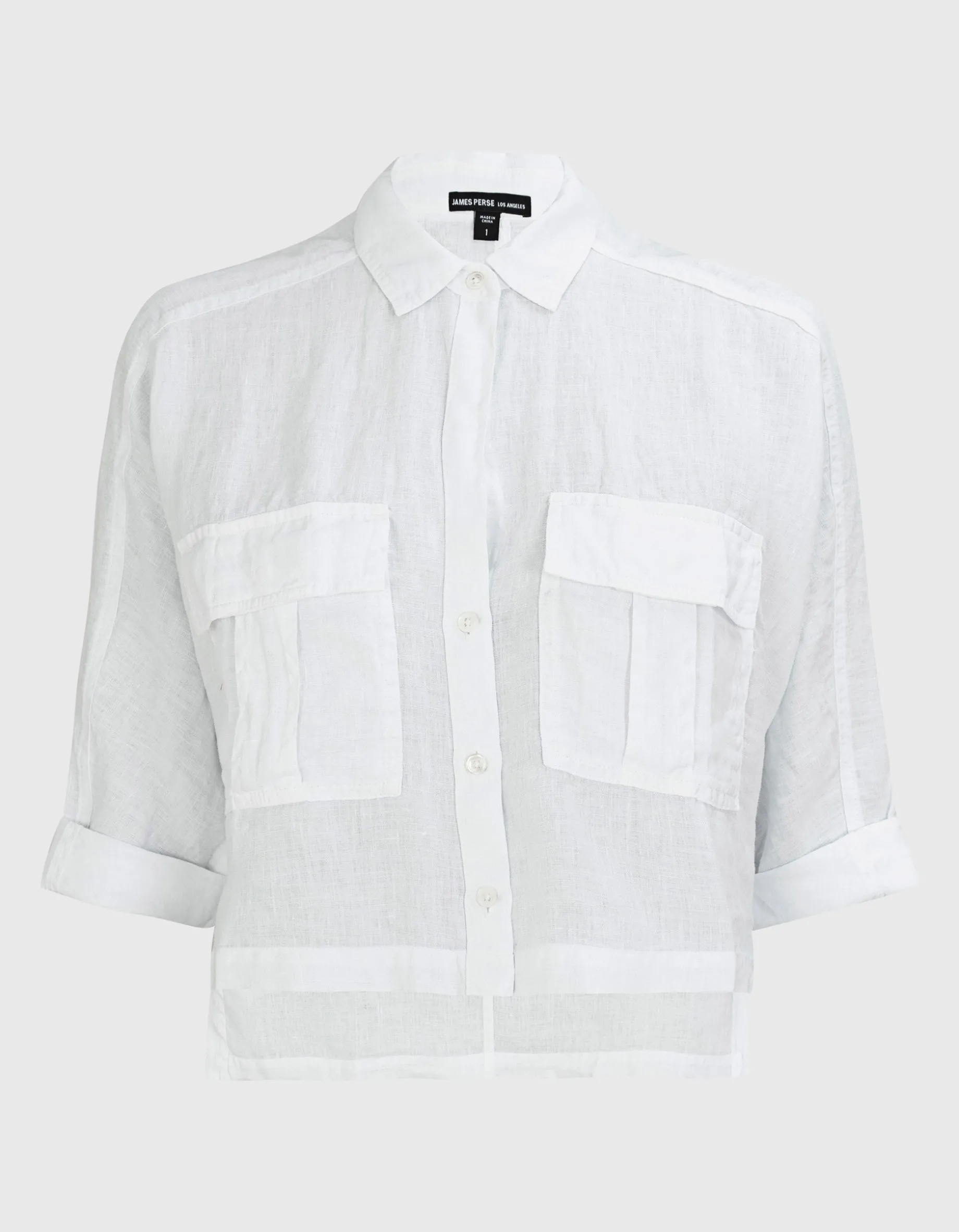 Oversize Cropped Leinen-Bluse