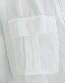 Oversize Cropped Leinen-Bluse