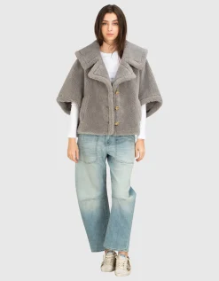 Oversize Cropped Teddyfell-Cape