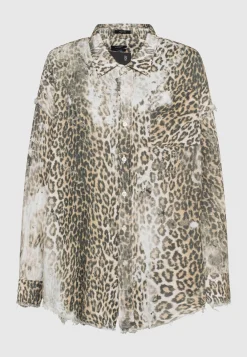 Oversize Destroyed-Hemd im Leo-Design