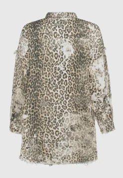 Oversize Destroyed-Hemd im Leo-Design