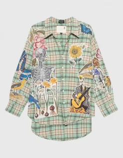 Oversize Flanell-Hemd mit Applikation