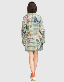 Oversize Flanell-Hemd mit Applikation