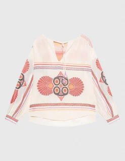 Oversize Jacquard-Bluse Dilos mit Bindedetail