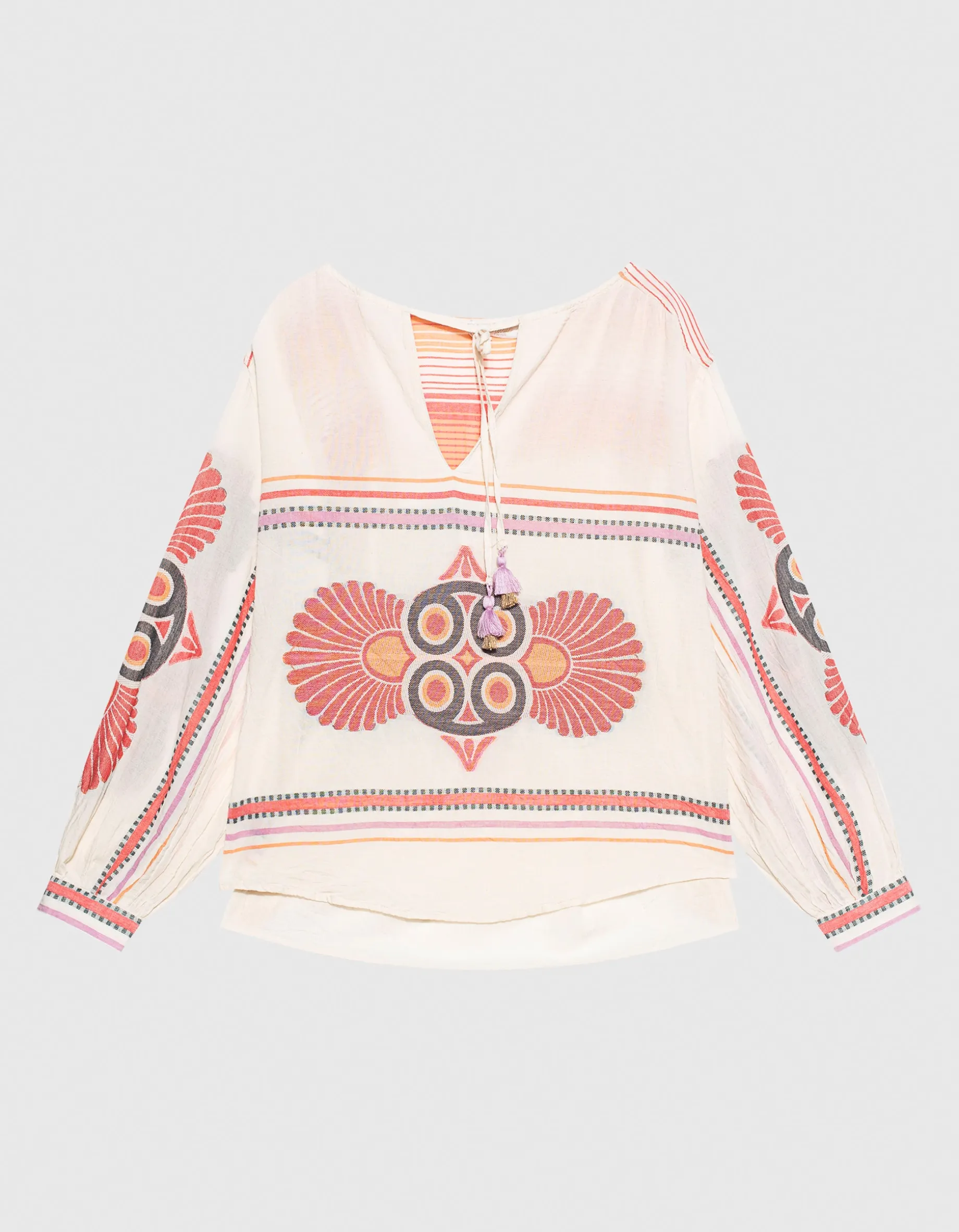 Oversize Jacquard-Bluse Dilos mit Bindedetail