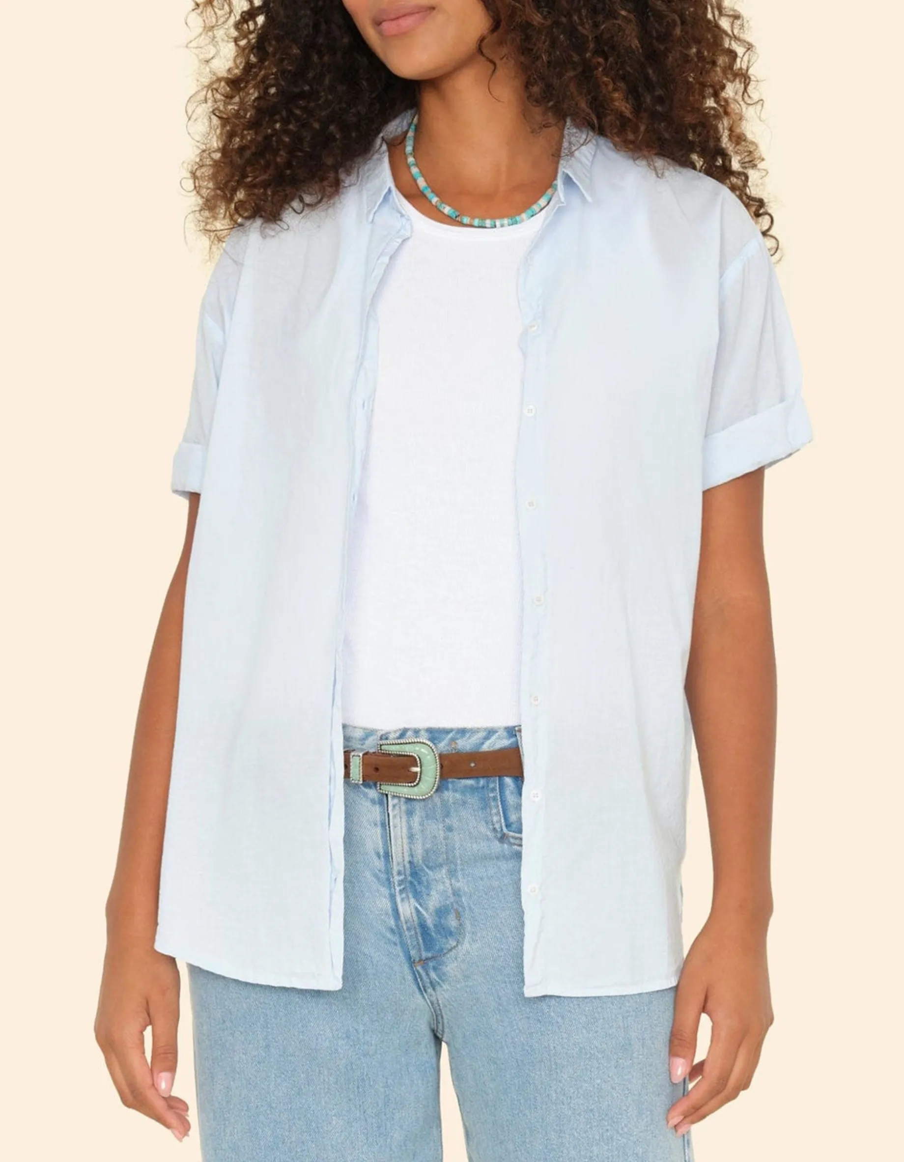 Oversize Kurzarm-Bluse Channing