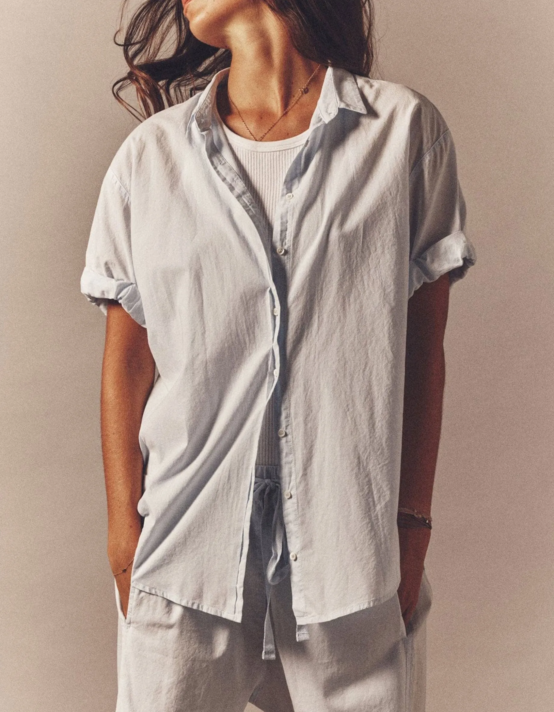 Oversize Kurzarm-Bluse Channing