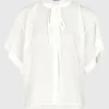 Oversize Kurzarm-Bluse mit Bindedetail
