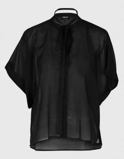 Oversize Kurzarm-Bluse mit Bindedetail