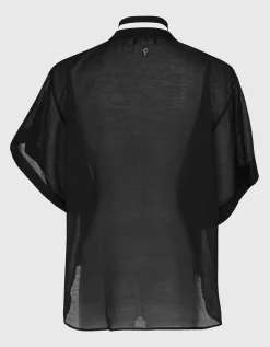 Oversize Kurzarm-Bluse mit Bindedetail