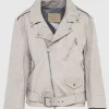 Oversize Lederjacke in Kroko-Optik