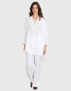 Oversize Leinen-Bluse