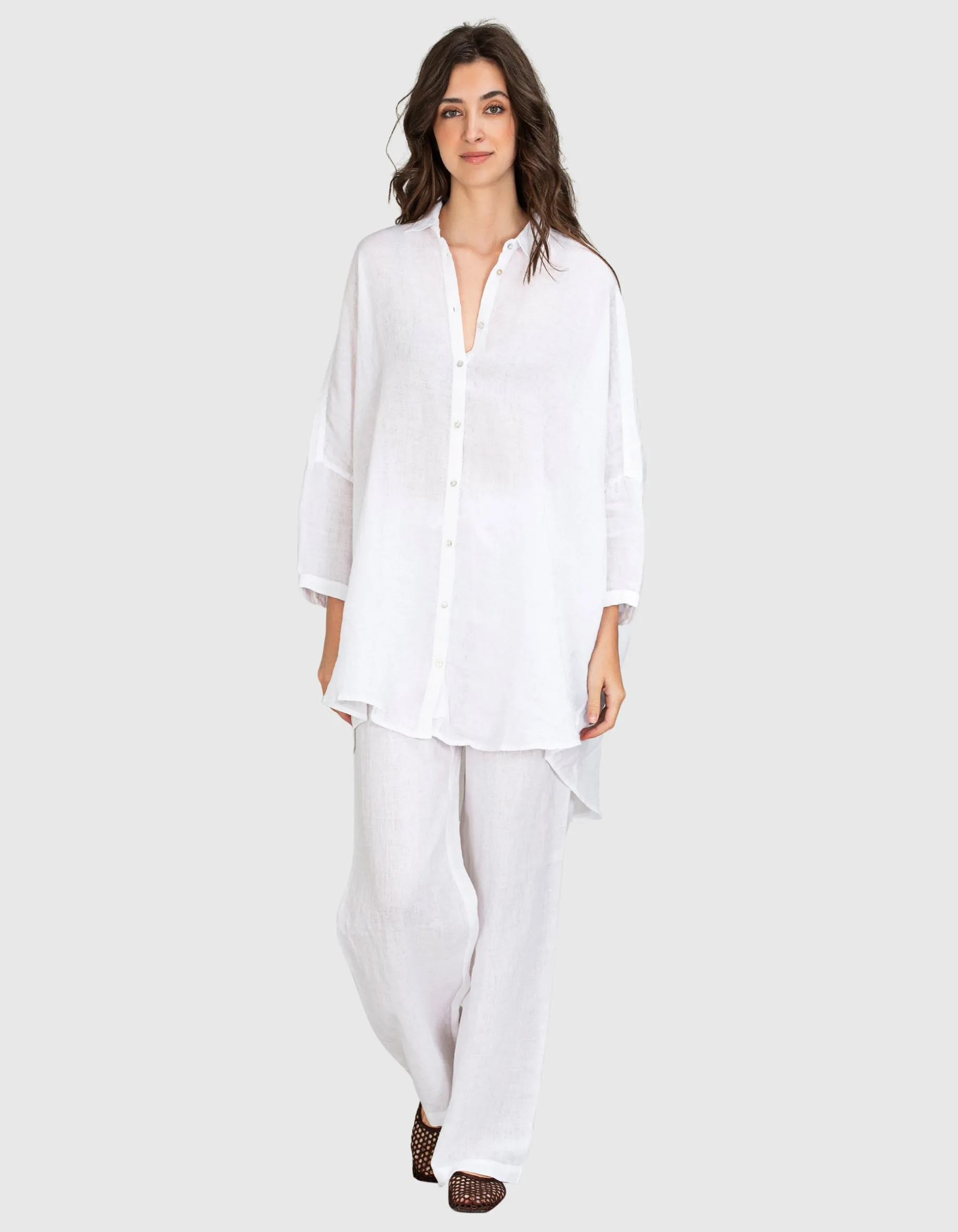 Oversize Leinen-Bluse