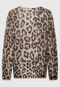 Oversize Leinen-Cardigan im Leo-Design