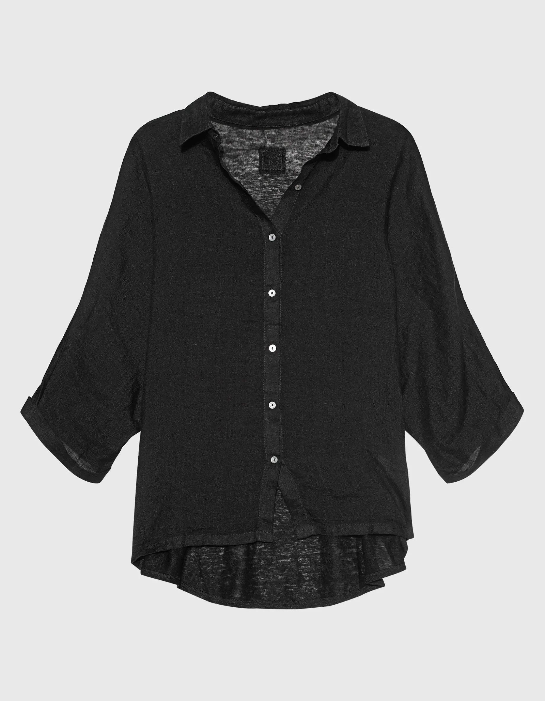 Oversize Leinen-Kurzarm-Bluse