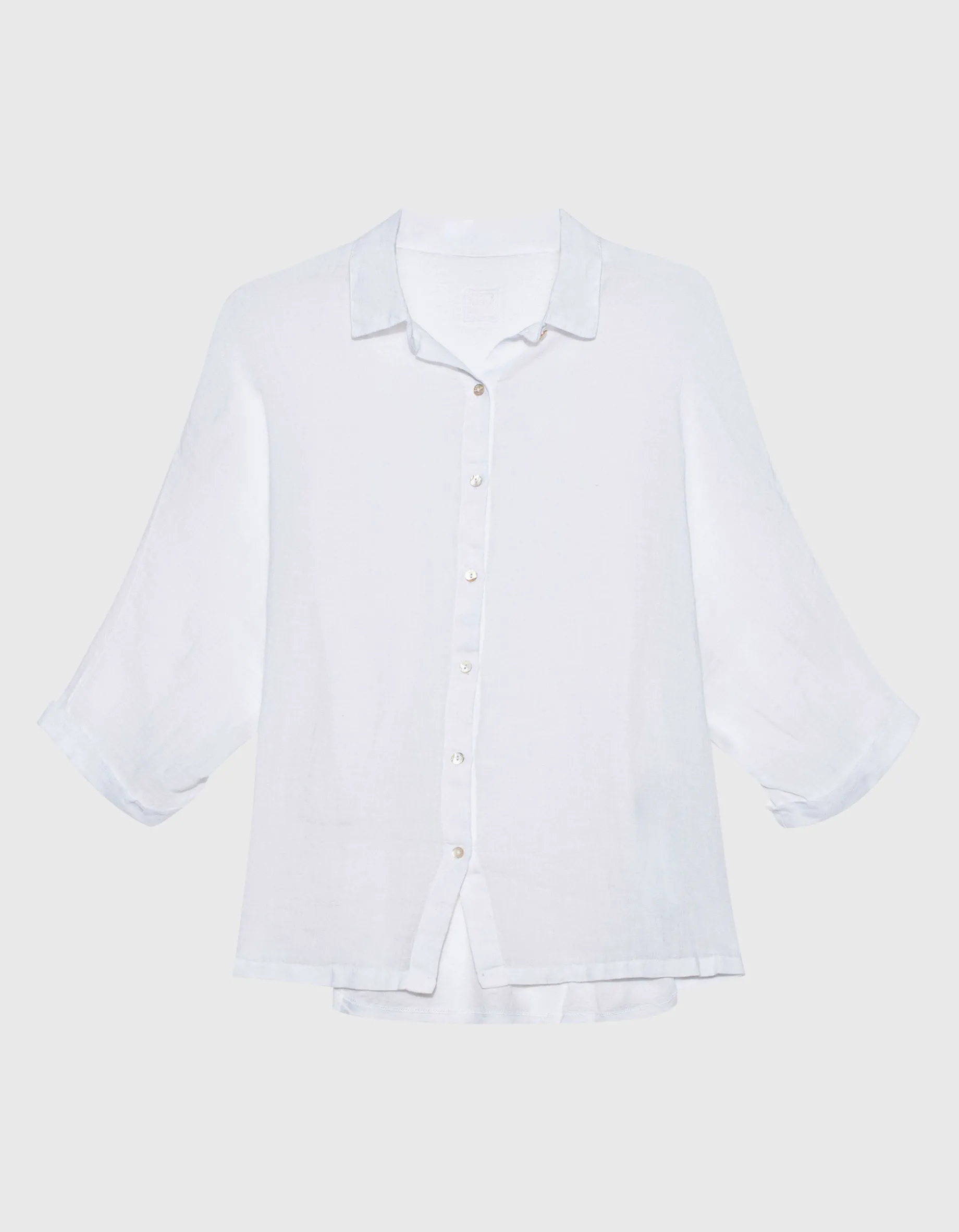 Oversize Leinen-Kurzarm-Bluse