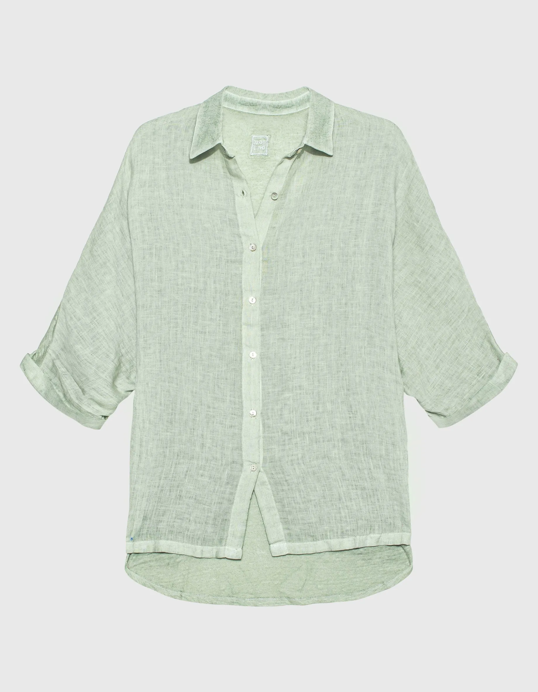 Oversize Leinen-Kurzarm-Bluse