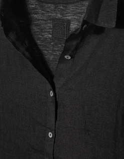 Oversize Leinen-Kurzarm-Bluse