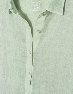 Oversize Leinen-Kurzarm-Bluse