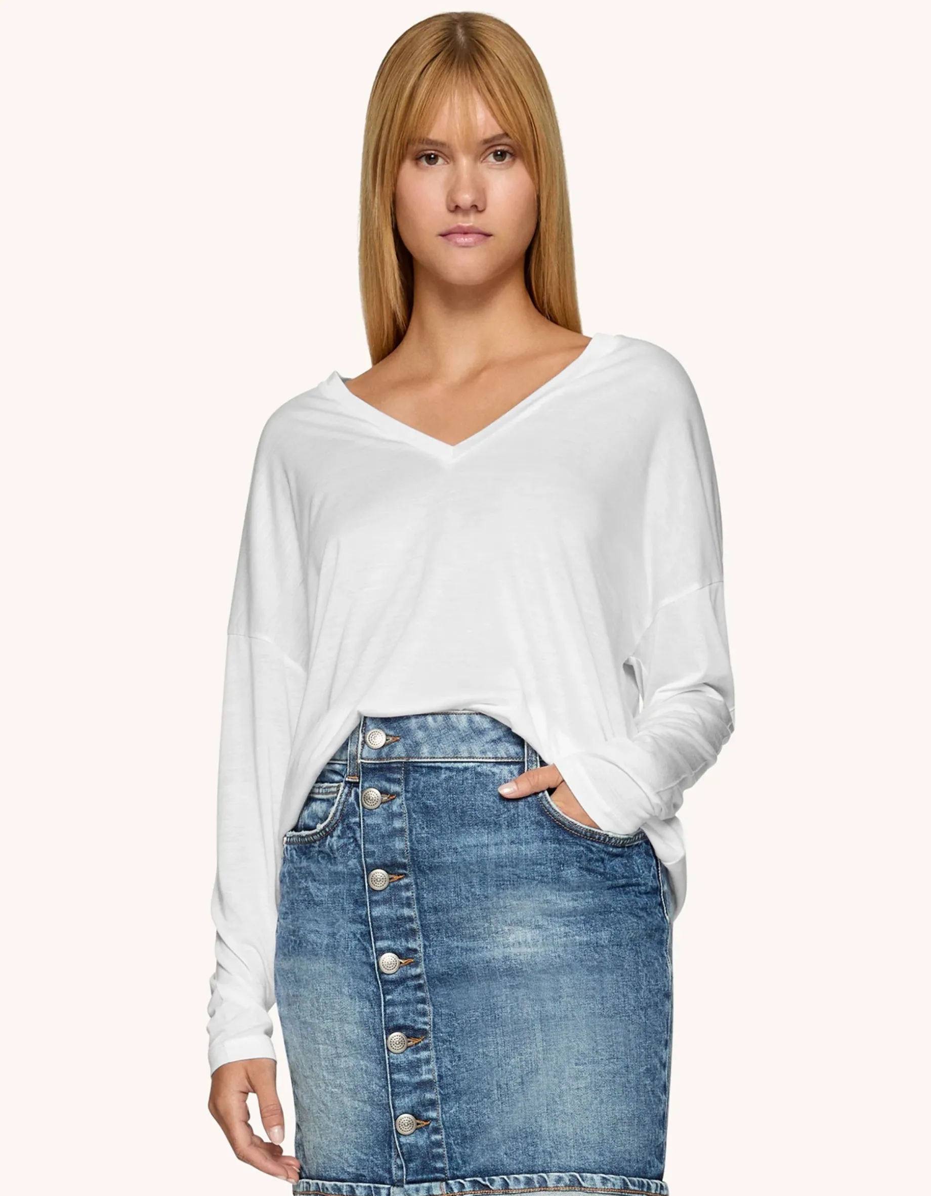 Oversize Longsleeve mit Seidenanteil
