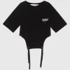 Oversize T-Shirt mit Binde-Details und dekorative Stickerei