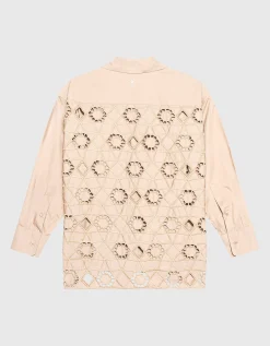 Oversize-Bluse mit Lochstickerei