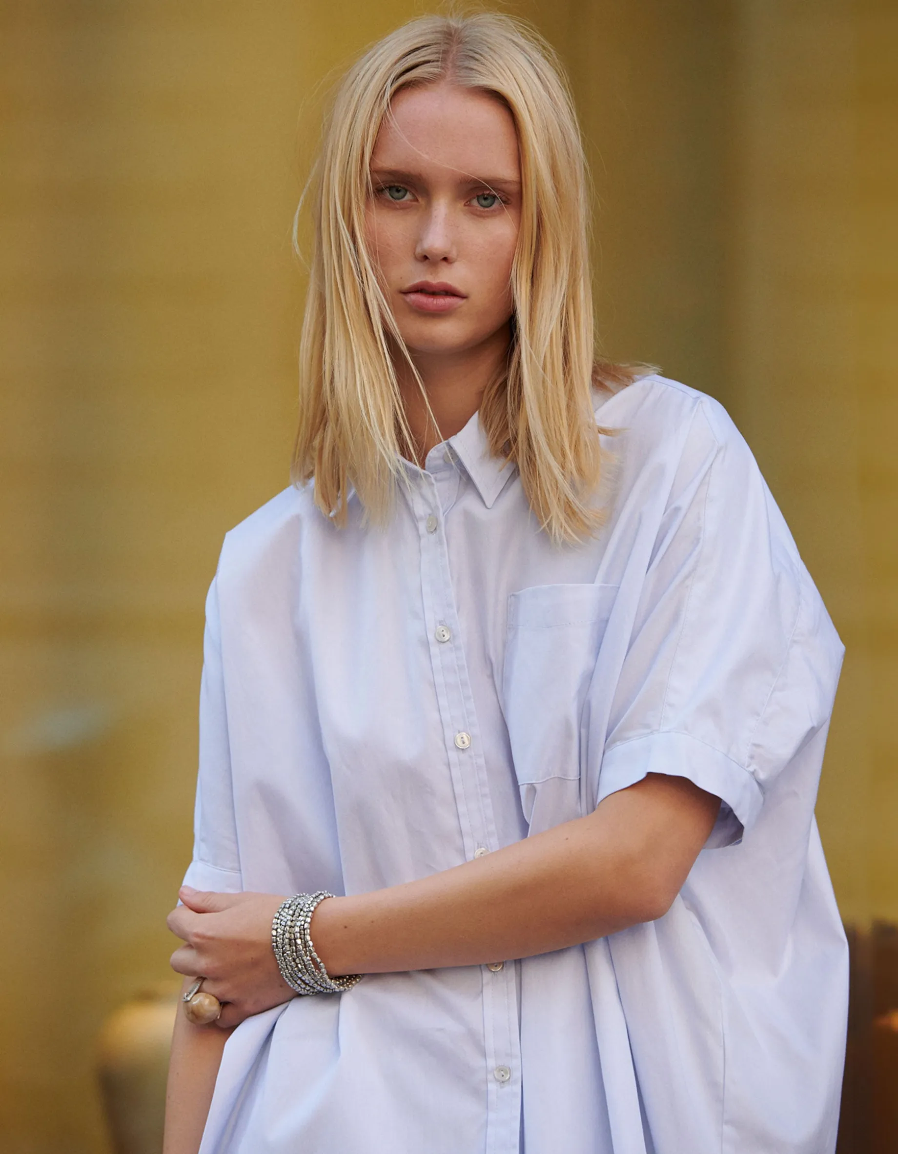 Oversize-Kurzarm-Bluse