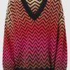 Oversize-Pullover mit Dégradé-Chevron und V-Ausschnitt