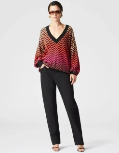 Oversize-Pullover mit Dégradé-Chevron und V-Ausschnitt